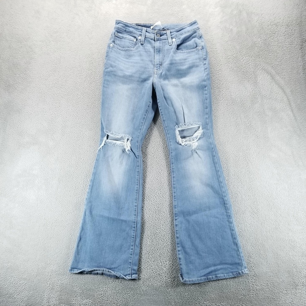 Levis‎ Jeans Womens 30 Blue 726 High Rise Flare Distressed Light Wash Stretch